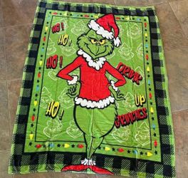 New Grinch Xmas Throw! Ho Ho Ho Drink Up Grinches! Great Gift!