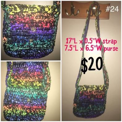 Black & Rainbow Crocheted Purse #24