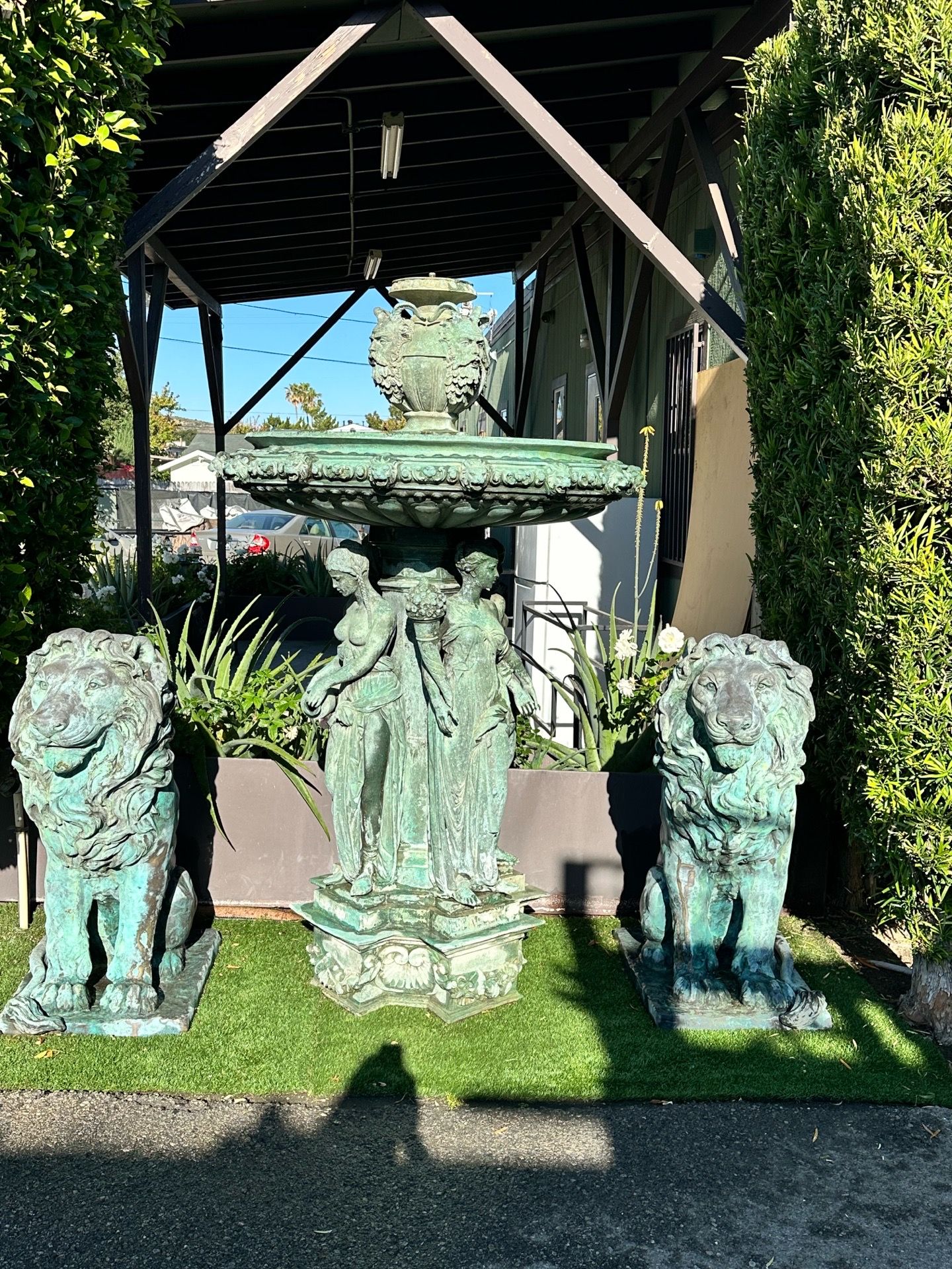 Patinated Bronze Garden Fountain, signed S. Keliam