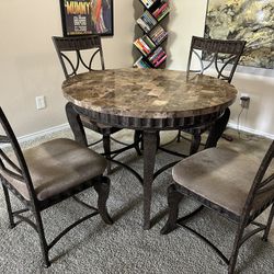 Circular Granite Dining Table Set