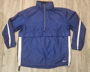 Vintage Nike 90s Pullover Half-zip Anorak Windbreaker Hooded Jacket Mens XL Blue