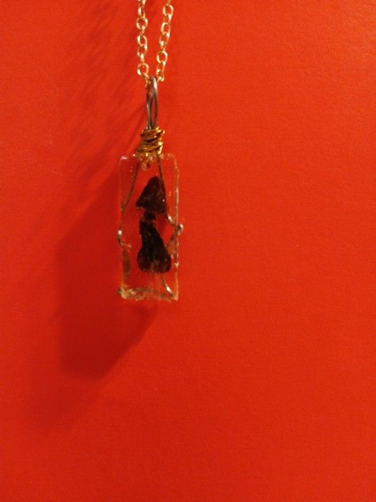 Magic Mushroom Wire Wrapped With Gold On Gold Chain