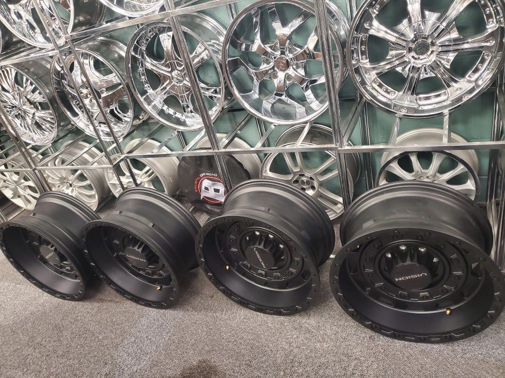 4 20X9.5 OFFSET-18 SATIN BLACK WHEELS NEW