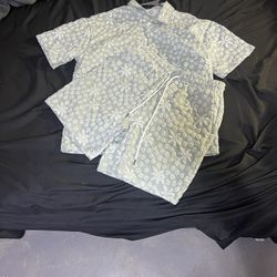 2 Piece Short Sleeve Button Up With Shorts