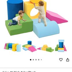 Toddler Climbing Toys Indoor, 7-Piece Colourful Foam Climbing Blocks, Soft Play Climbing for Toddlers, Modular Crawling & Sliding Play Set for Toddler