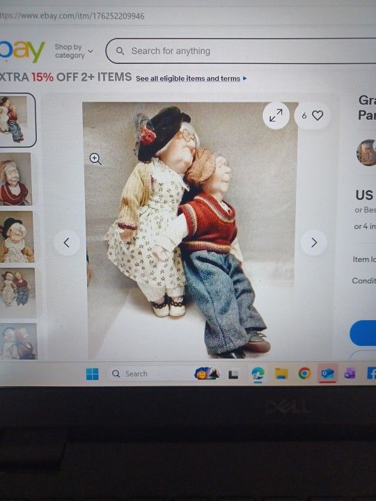 Grandma and Grandpa Dolls 16" Vintage/ Christmas.  Great-grand- Seniors/Parents. 