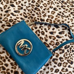 Michael Kors turquoise wallet with strap