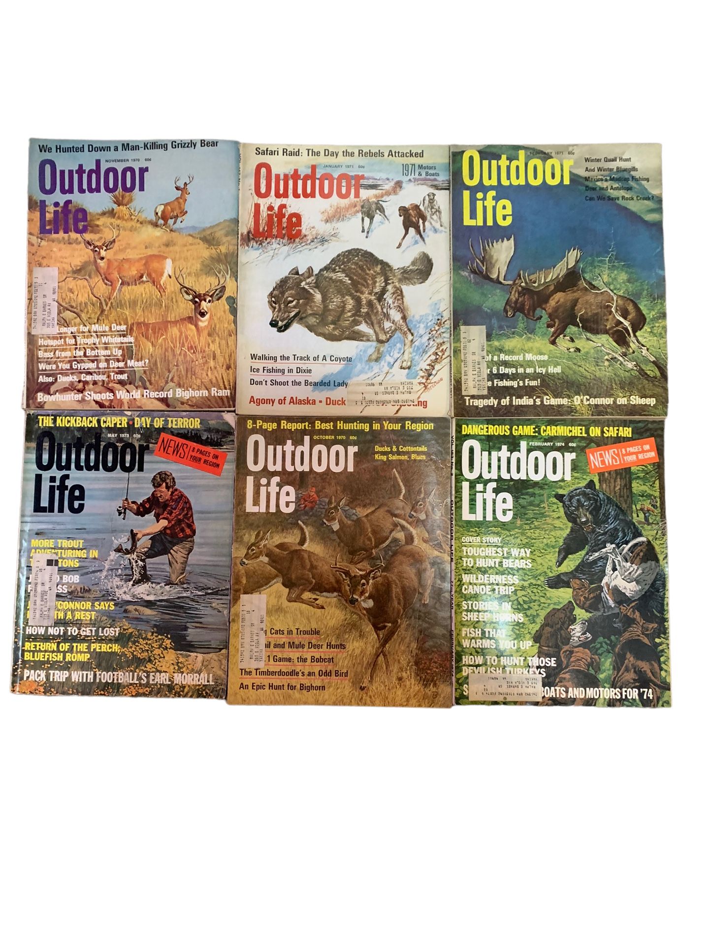 (6) Vintage 1970’s Outdoor Life Magazine Beautiful Front Covers