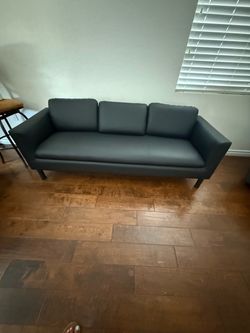 Dark Gray 3-Seat Sofa with Wood Legs