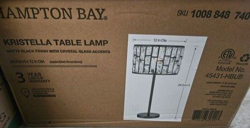 Hampton Bay Kristella Table Lamp With Glass