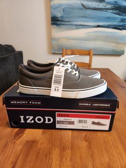 NEW IN BOX/NWT Men's IZOD Rengley Memory Foam Sneakers Gray Size 8.5 (SE San Diego)