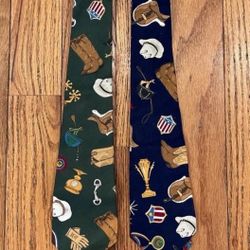Western Cowboy Neck Tie Ties Horse Country Equestrian Lot Riding Vintage Bundle