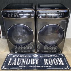 Samsung 27 Inch FlexWash Smart Front Load Steam Dual Washer and Dual Dryer Set - Black