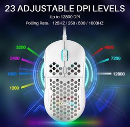 DIERYA M1SE Wired Gaming Mouse with Honeycomb Shell, 12800DPI Optical Sensor, 6 Programmable Macros