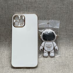 iPhone Case with Astronaut Shaped Stand - White