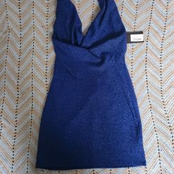 Size Large Blue Shimmery Haltertop Dress