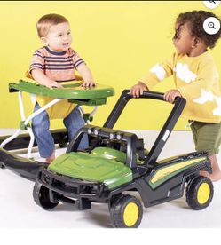 Bright Starts John Deere Gator 4-in-1 Baby Walker with Removable Steering Wheel, Green