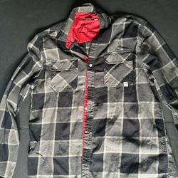 PUMA Men's XL Sport Lifestyle Flannel Long Sleeve Gray Plaid Full Button