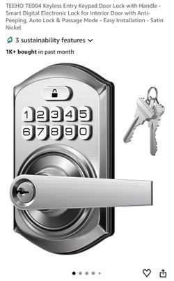 TEEHO Keyless Entry Keypad Door Lock with Handle /Llaveo de entrada sin llave Cerradura de puerta
