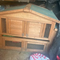 Chicken Coop 2 Levels 4 Doors With Locks On Each Door.  Size Is About 7 Feet L 3 Ft Tall 