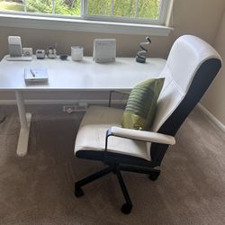 Adjustable Height White Office Desk