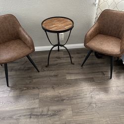 Faux leather accent chair