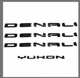 Kit 2025-2026 4pack OEM Three Denali Plus Tailgate Yukon Emblem Badge 3D Replacement For Yukon (contact info removed)5 Gloss Black