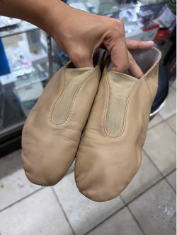 Nude Tan Leather Slip-On Jazz Dance Shoes