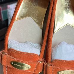 Like New Sz 7 fit 7.5 Orange Suede Michael Kors Flat Shoes  $20  🍀