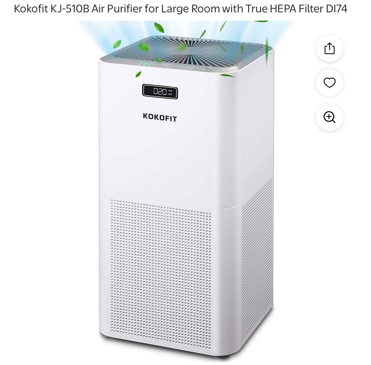 Kokofit KJ-510B Air Purifier for Large Room with True HEPA Filter DI74