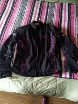 Women's size LG Motorcycle Jacket (Black and Pink)