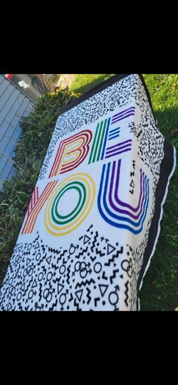 BE YOU rainbow fleece blanket/fabric 58x69"
