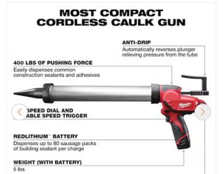 Milwaukee M12 12V Lithium-ion Cordless 20 oz. Aluminum Barrel Adhesive and Caulk Gun
