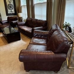 Leather Sofa, Loveseat, Chair And Ottoman 