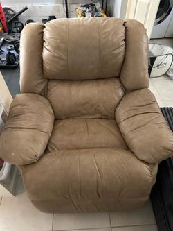 Leather beige manual recliner
