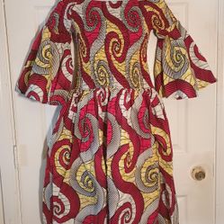 Colorful African Flare Sleeve Dress