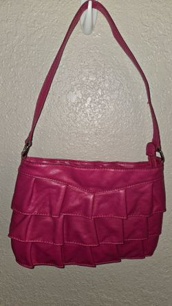 Candie's Hot Pink Leather Shoulder Bag with Ruffle Detail