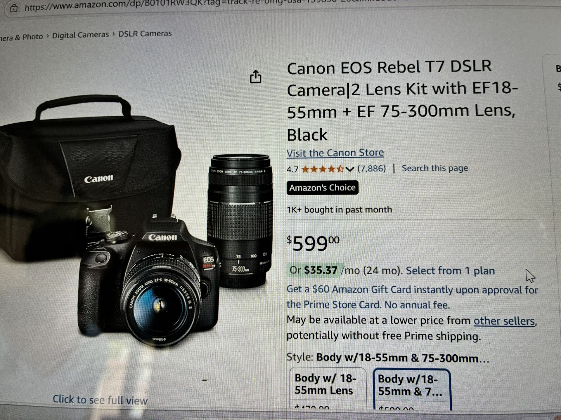 Cannon Rebel T7 Camera
