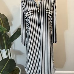 Miles Gabrielle Black and White Stripped Dress 