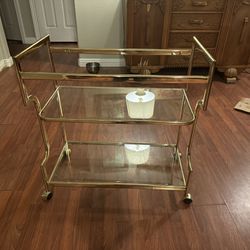 Brass Vintage Bar Cart Missing The Top Piece Of Glass