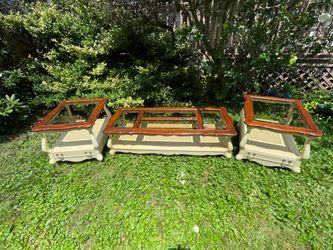 3 pc set French Provincial coffee table with 2 end tables