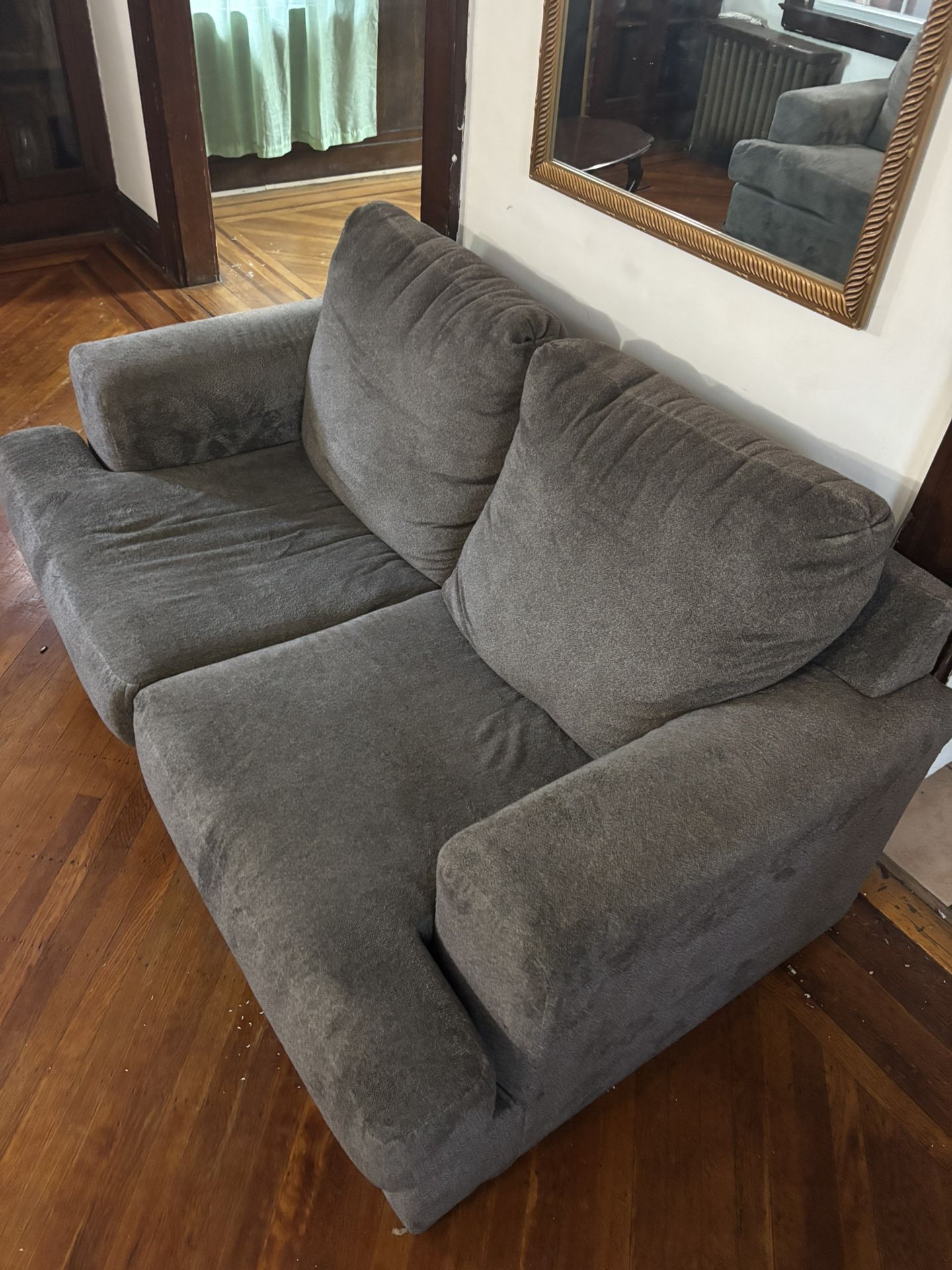 Gray Suede Couch Barley Used