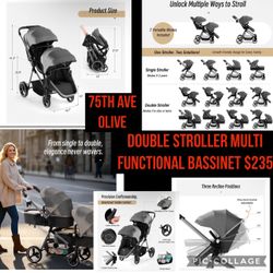 Double Stroller Multifunctional Bassinet
