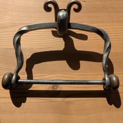 Toilet Paper Holder, Vintage-look Wrought Iron And Brass.
