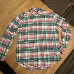 Polo Ralph Lauren Men's, Classic Fit Plaid Oxford Shirt , Green/Pink