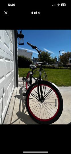 Black Beach Cruiser Bike Red Rims