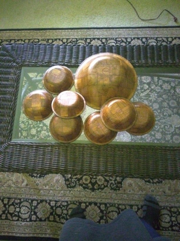 8 pcs. Black Walnut Wooden Salad Bowl Set