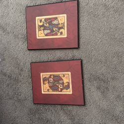 Vintage Small King Queen Playing Cards Wall Art