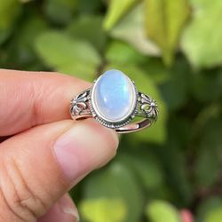 Sterling Silver Adjustable Moonstone Ring 