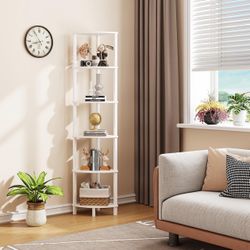 Wood 6 Tier Corner Shelves Organizer Storage Size 63" Tall New Condition Assembled 